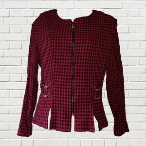 Vintage Red and Black Gingham Jacket with Metal Detail by Betsy's Things